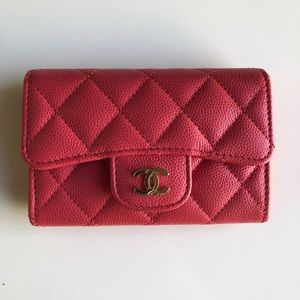 Chanel Caviar Pink Snap Card Holder